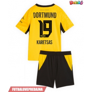 Lacne Dětský Futbalové dres Borussia Dortmund Konstantinos Karetsas #19 2026-27 Krátky Rukáv - Domáci (+ trenírky)